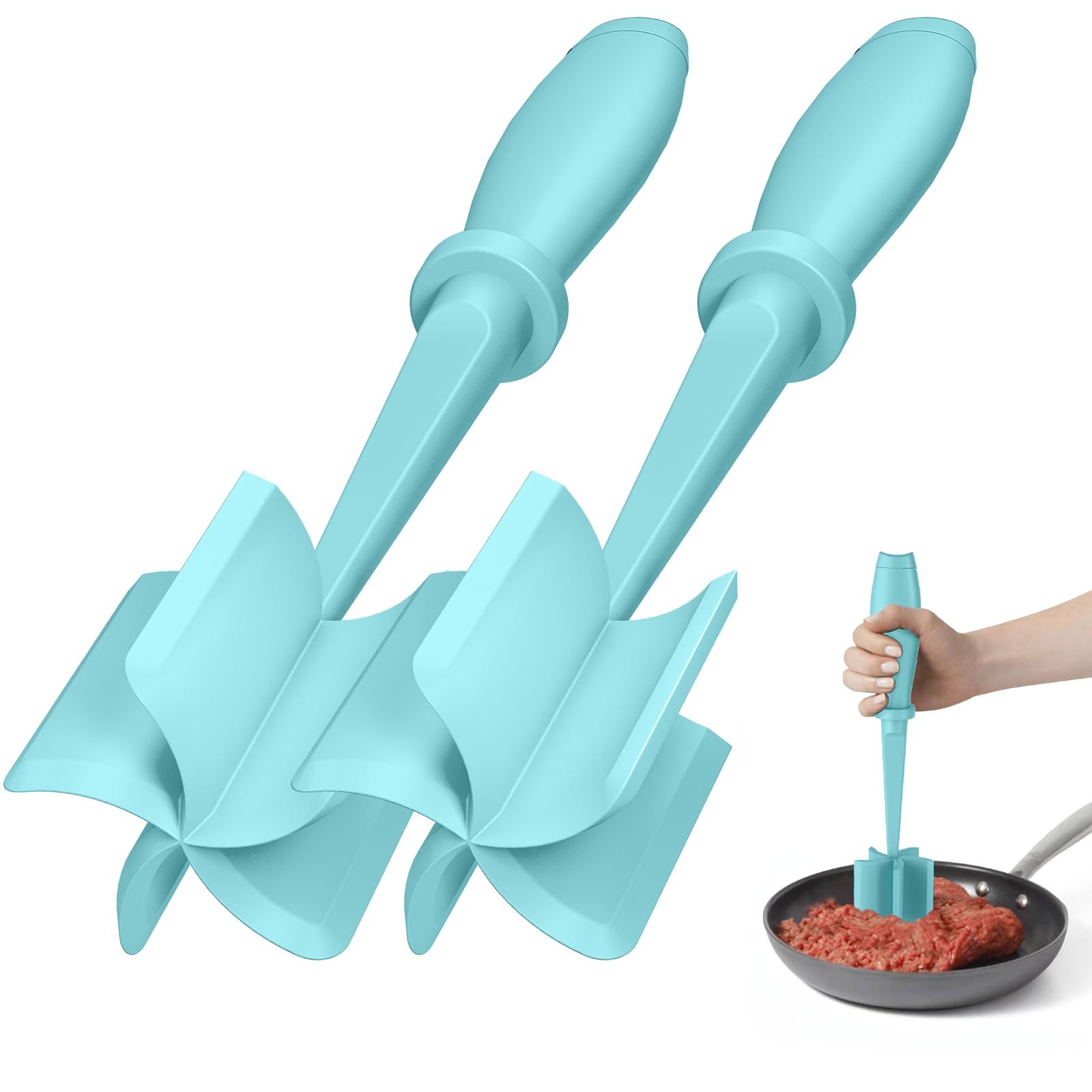 Meat Chopper, Hamburger Grinder, Premium Heat Resistant Smasher for Ground Beef, Burger Grinder Nylon Potato Mix Tool-Black